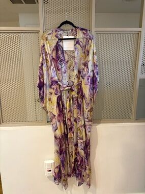 Flowing Purple Marble Print Kimono Coat